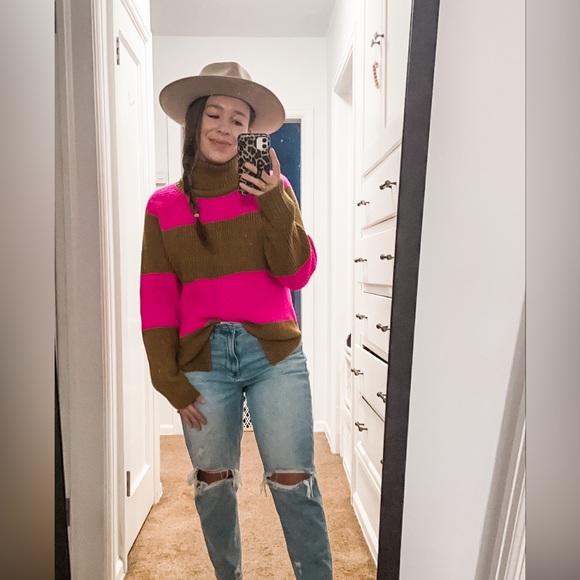 Who What Wear Cowl Neck Turtleneck Striped - Picture 1 of 4